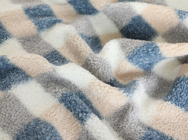 200gsm Plaid Printed Sherpa Lined Fleece Fabric 100% Polyester