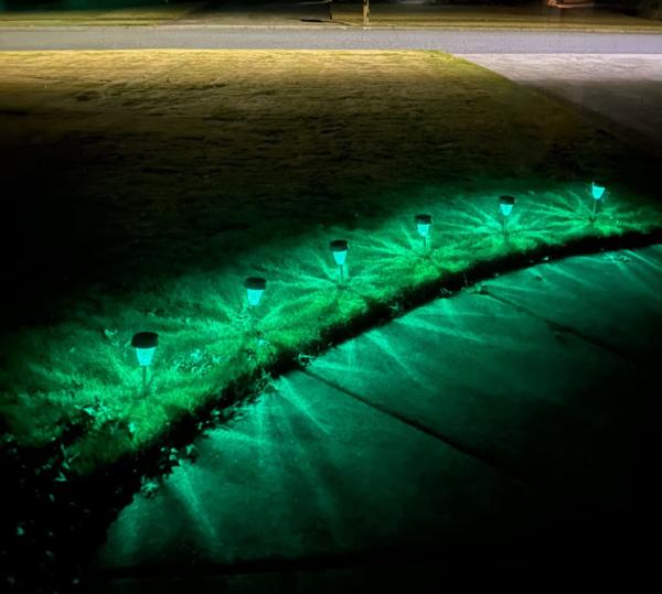 2 RGB Solar Pathway Lights Outdoor Glass LED Light Waterproof For Yard Lawn