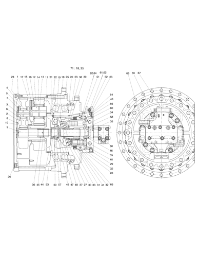 SY420 DX420 Excavator Travel Motor 2401-6357C For Final Drive Assy