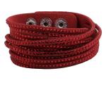 Multi strands double wrap leather velvet bracelet dot studs leather bracelet