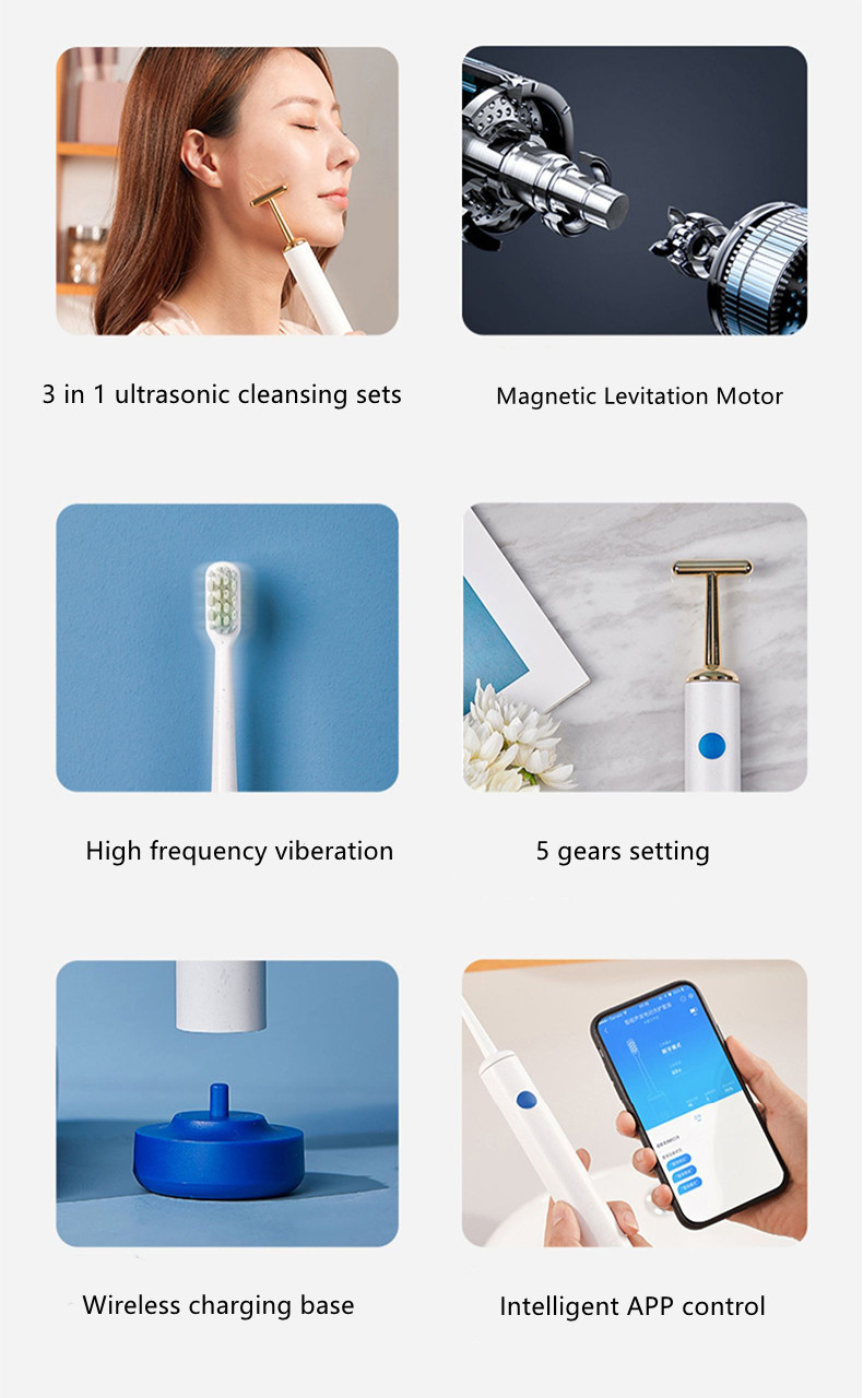 2W Massage Ultrasonic Electric Toothbrush Sets For Home Use