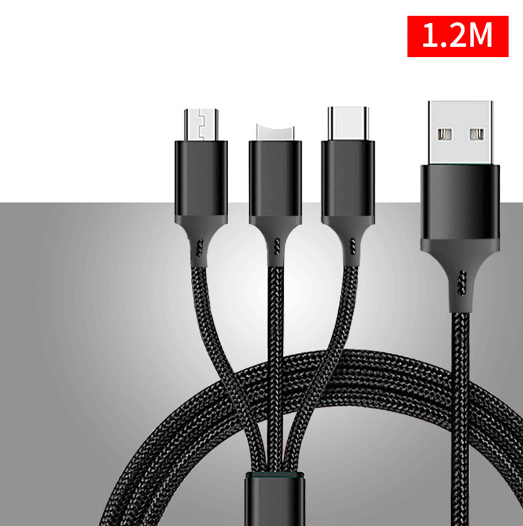 Nylon 3 In 1 Braided Charging Cable 3ft 6ft 10ft Micro Usb 3.0 8 pin Phone Cable