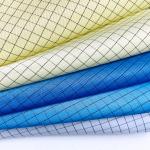 Polyester 5mm Grid Anti Static ESD Fabrics Taffeta Stripe For ESD Garment