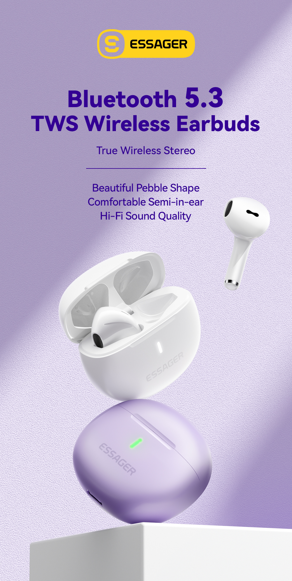 ESSAGER D 8 Series TWS Wireless Earbuds BT Ear Buds With Touch Control