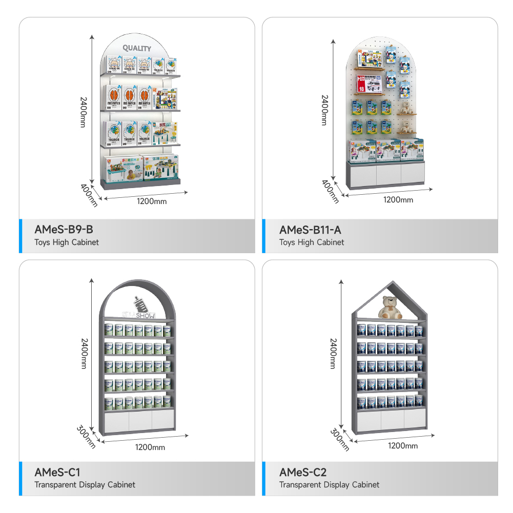 Round Edge High Cabinet Iron Powder Coated Display Cabinet for Baby Formula with Multiple Layers for Mom & Baby Store Decoration