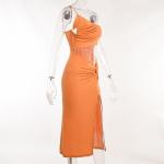 OEM maufactory Holiday style shoulder hollow polyester sleeveless women's sexy