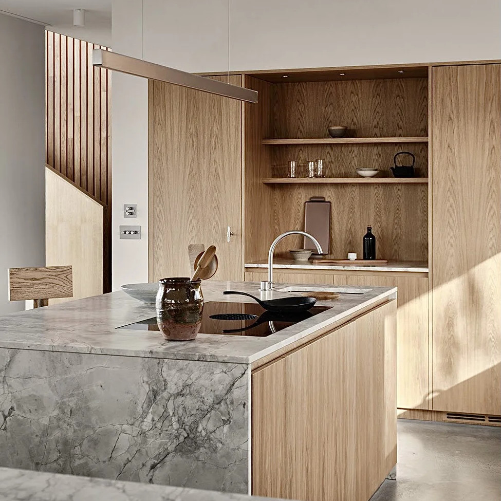 Minimalist Glass Lacquer Mdf Particle Melamine Board Base Durable Islands Drawer Slide Kitchen Storage Cabinets For Indoor