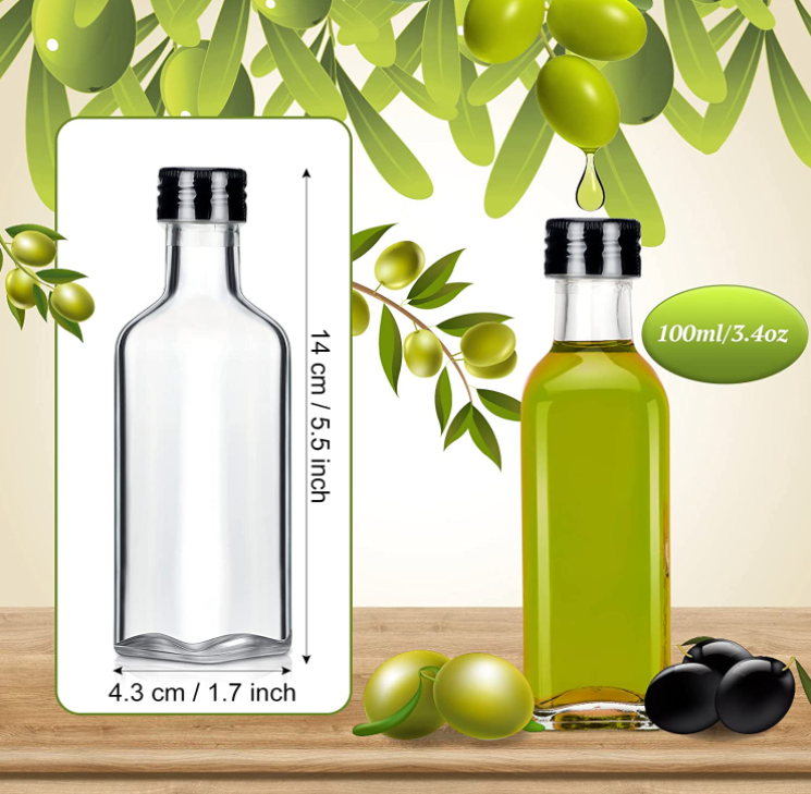 750ml Round Olive Oil Glass Bottle with Customized Black Screw Cap and Transparent