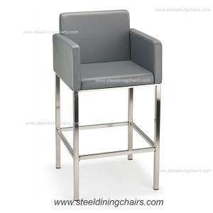 Wholesale Fixed Counter 98CM 52CM metal Grey Faux Leather Bar Stools from china suppliers