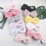 Pink Red Black Wash Face Elastic Hair Band Cute Butterfly Bow Soft Makeup