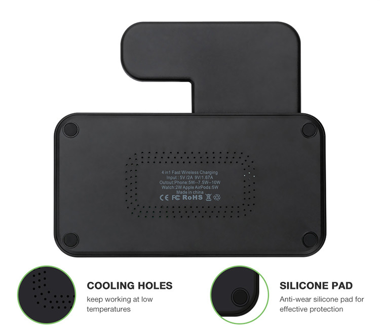 Multifunction 2W ABS 139mm 4 In 1 Wireless Charging