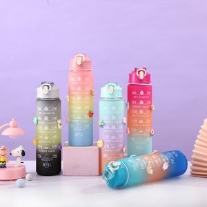 Wholesale Lightweight 550/750/1000ML Gradient Color Plastic Motivational Water Bottle Set Of 4 Bpa Free Portable Plastic Water Bottle Set OEM ODM Service from china suppliers