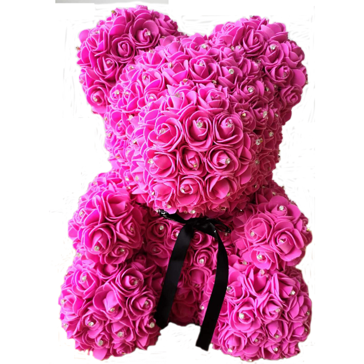Wholesale Price 40CM Roses Bear with Diamond for Valentines Day Gift