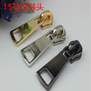 Wholesale Factory price customized size zinc alloy light gold No.15 metal zipper slider with puller from china suppliers