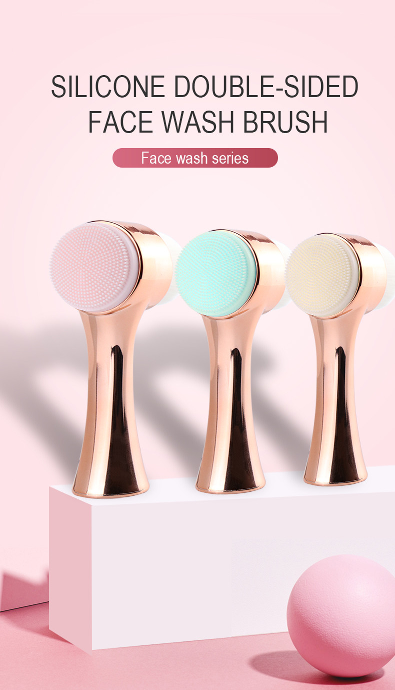 Double Surface Manual Facial Cleansing Brush Soft Synthetic Hair Silicone