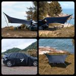 530*390CM Black 420D Ripstop Polyester Tesla Camping Tent Lightweight Car Canopy