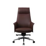 BIFMA Ergonomic Task Chair PU Brown Leather Rolling Chair Curved Plank