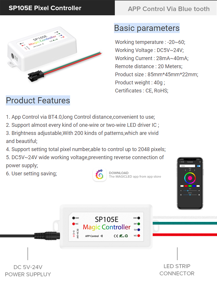 Intelligent Wireless LED Strip Smart Controller For Symphony Light Bar