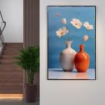 Customized Size Hand Painted Vase Art Painting Colour Textured 3d Relief Oil