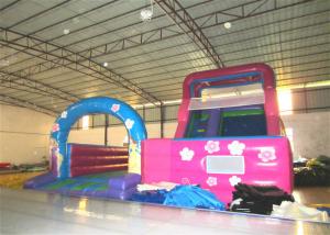 Wholesale Disney princess pink inflatable wide slide with jump area inflatable big dry slide bounce house from china suppliers
