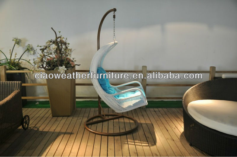 Rattan Swing Chair for Modern Brown Metal Garden Furniture and Swing
