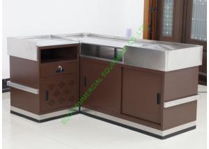 Wholesale Grocery Store Checkout Cash Register Wrap Counter Steel Coffee Reception Counter Desk from china suppliers