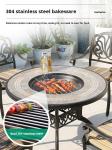 Balcony Dining Wooden Board Courtyard Table And Cast Aluminium Chairs