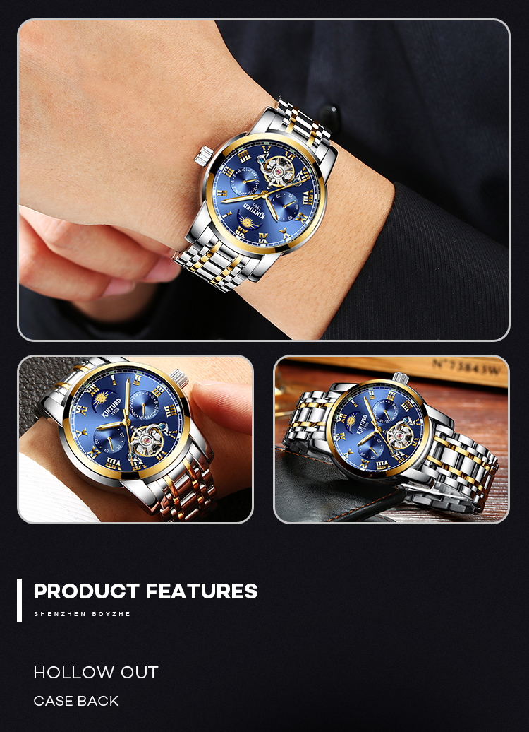 KINYUED watch own brand mens watches in wristwatches manufacturer tourbillon mechanical wristwatch