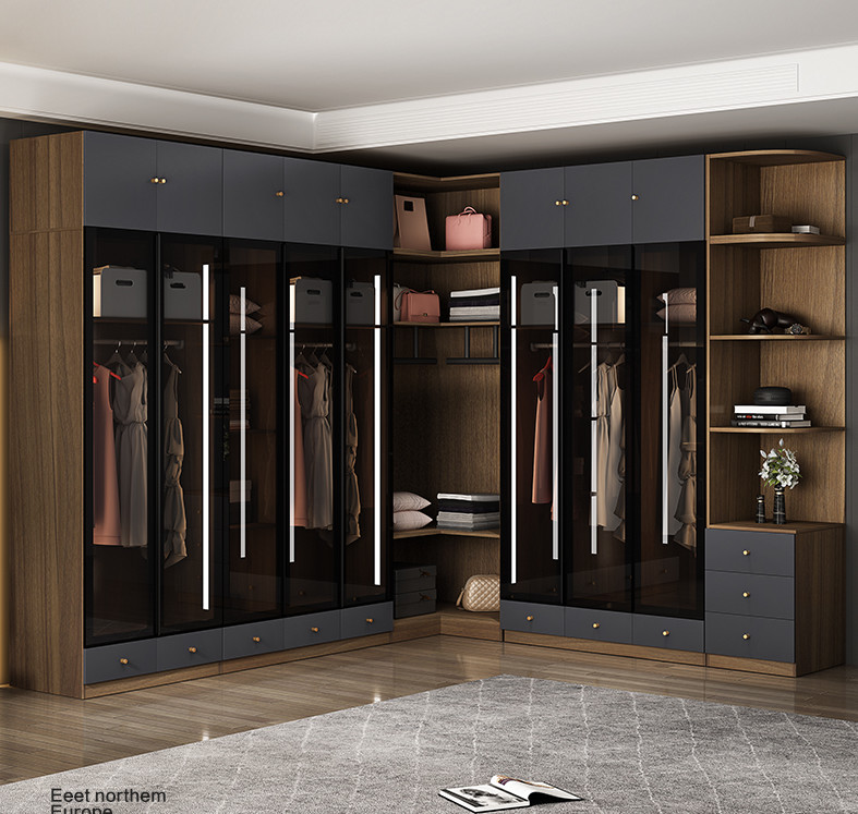 250cm Walk In Closet Wardrobe Drawer System With Aluminum Glass Door ODM