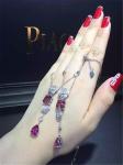 Piaget full diamonds red tourmaline rose necklace of 18kt gold with yellow gold