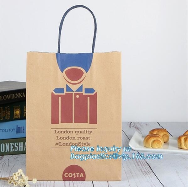 zipper. ziplock, Custom printed paper bread bags use for food packaging,Open Top Kraft Paper Laminated Foil Lined Flat B
