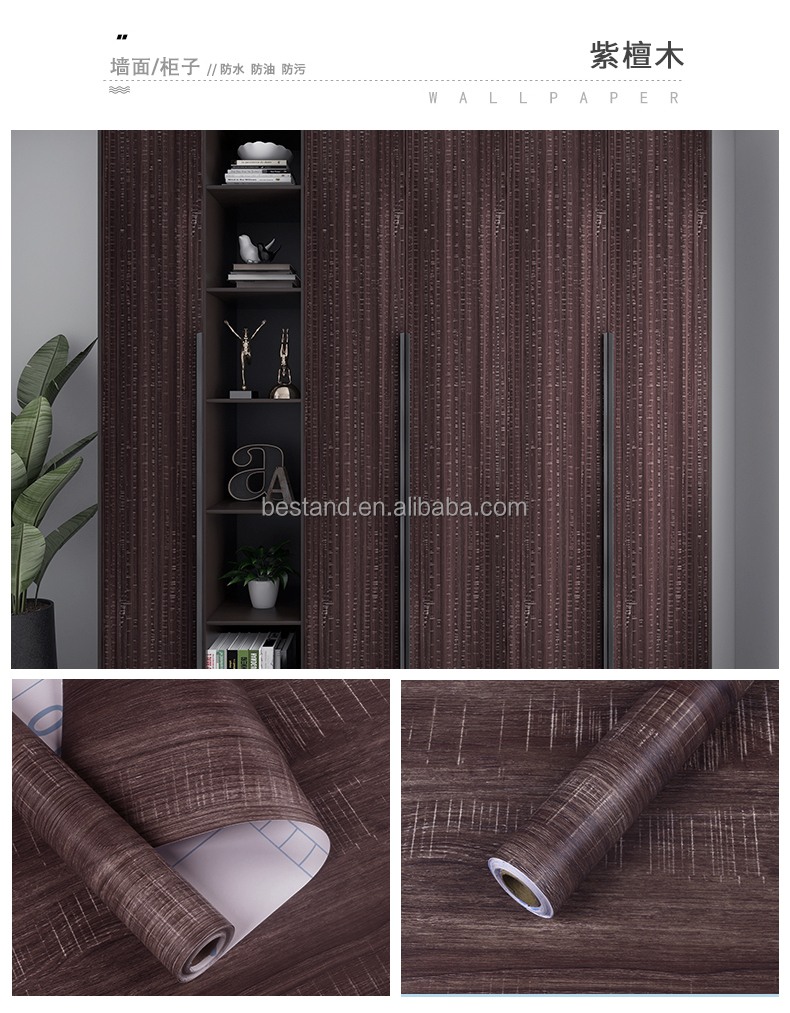 Door Decorative Wood Pattern Contact Paper Waterproof Wallpaper Roll for Furniture Table Wardrobe Decoration
