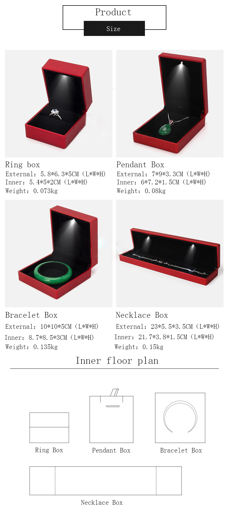 Spray Paint Plastic Engagement Ring Gift Box Built In LED Light