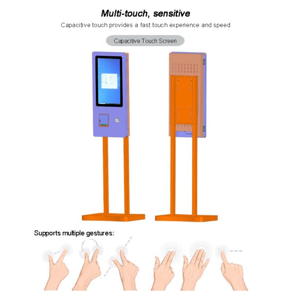 21.5 Inch Windows Touch Kiosk Ordering System Machine With POS System Cash Accepter Payment Kiosk QR Code Scanner for Restaurant