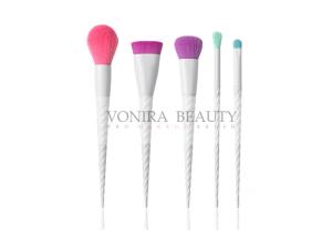 Wholesale 5pcs White Spiral Handle Mass Level Makeup Brushes Kit Pink Purple Blue Color from china suppliers