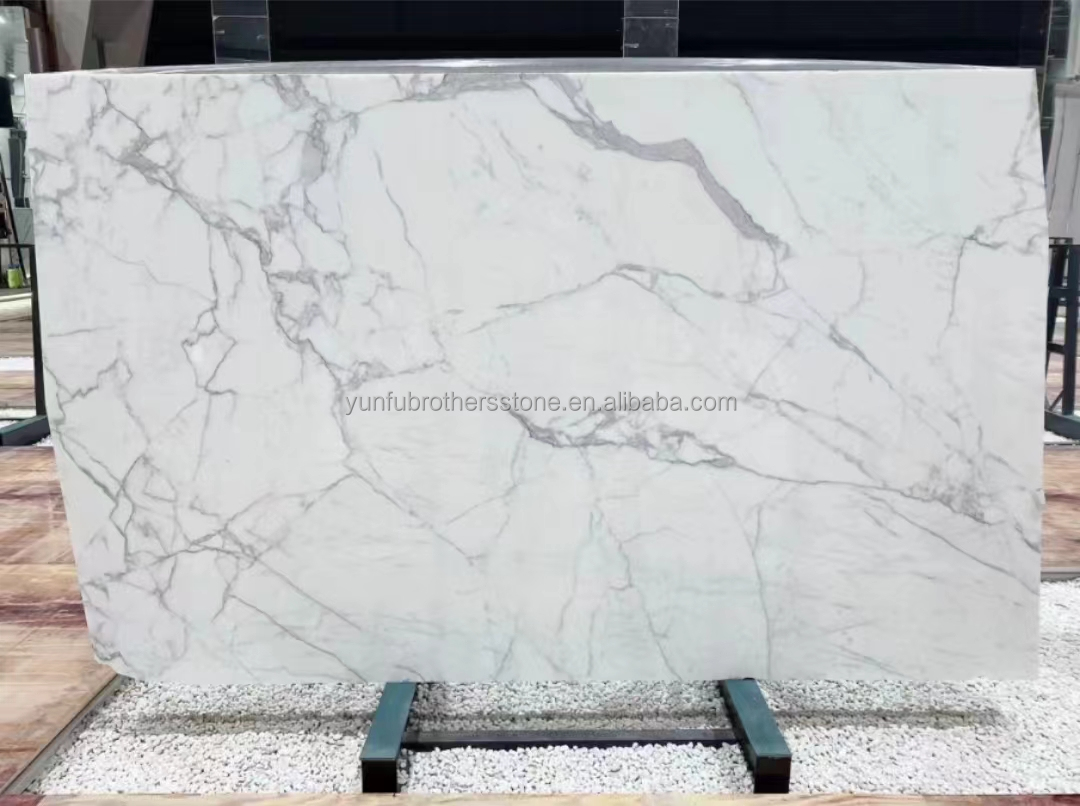 Polished Natural Statuario White Marble Big Slab for Italian Flooring and Wall Tiles