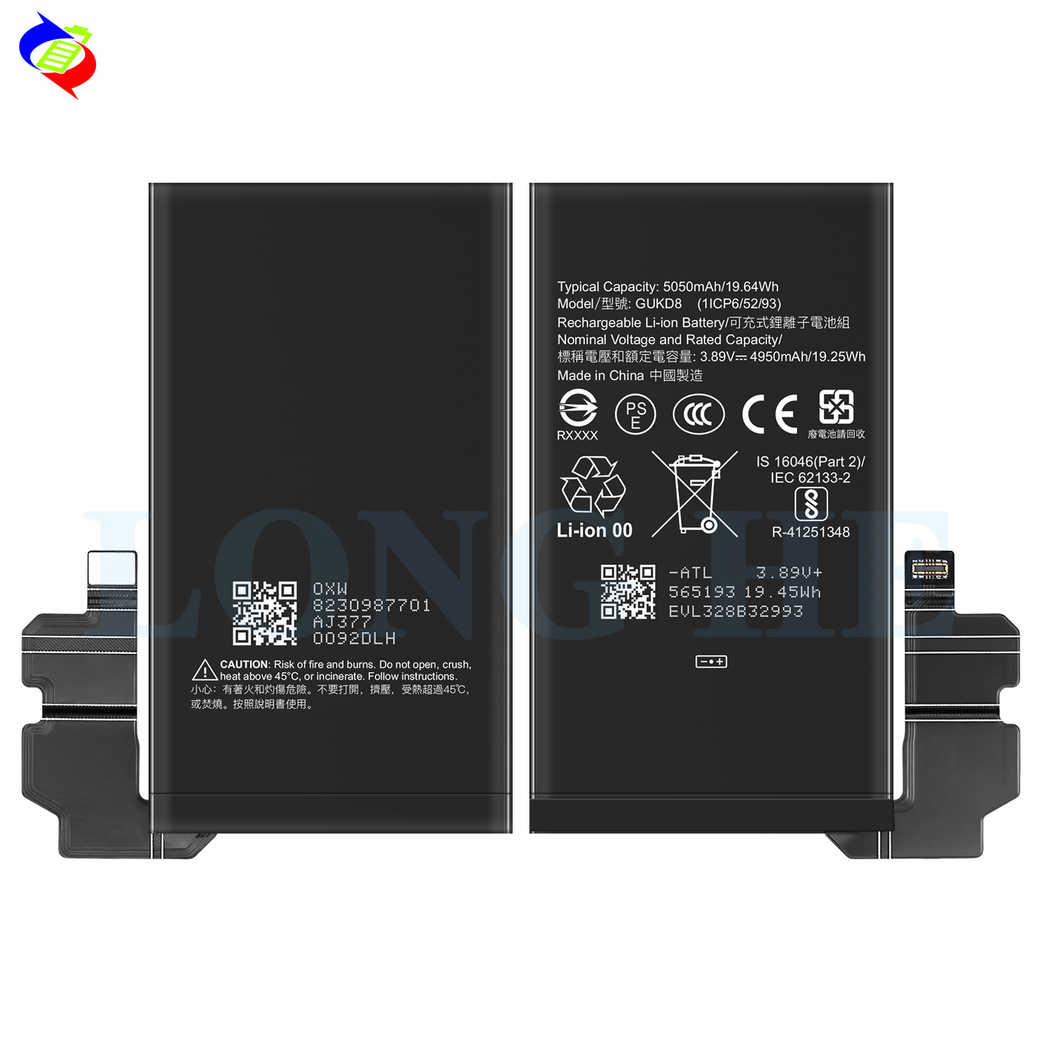 Black Mobile Phone Battery For Pixel 8 Pro 3.89V 5050 mah GUKD8 Lithium ion Replacement