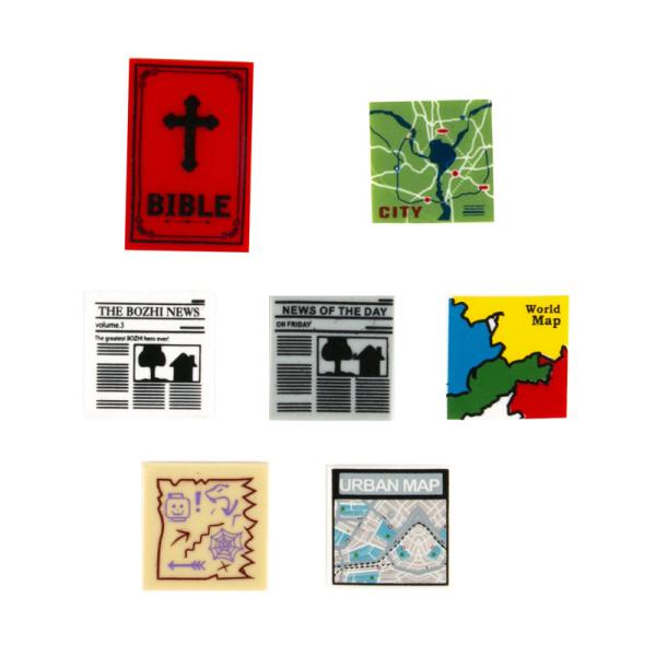 House accessories bricks toys city newspaper map bible print wall scene