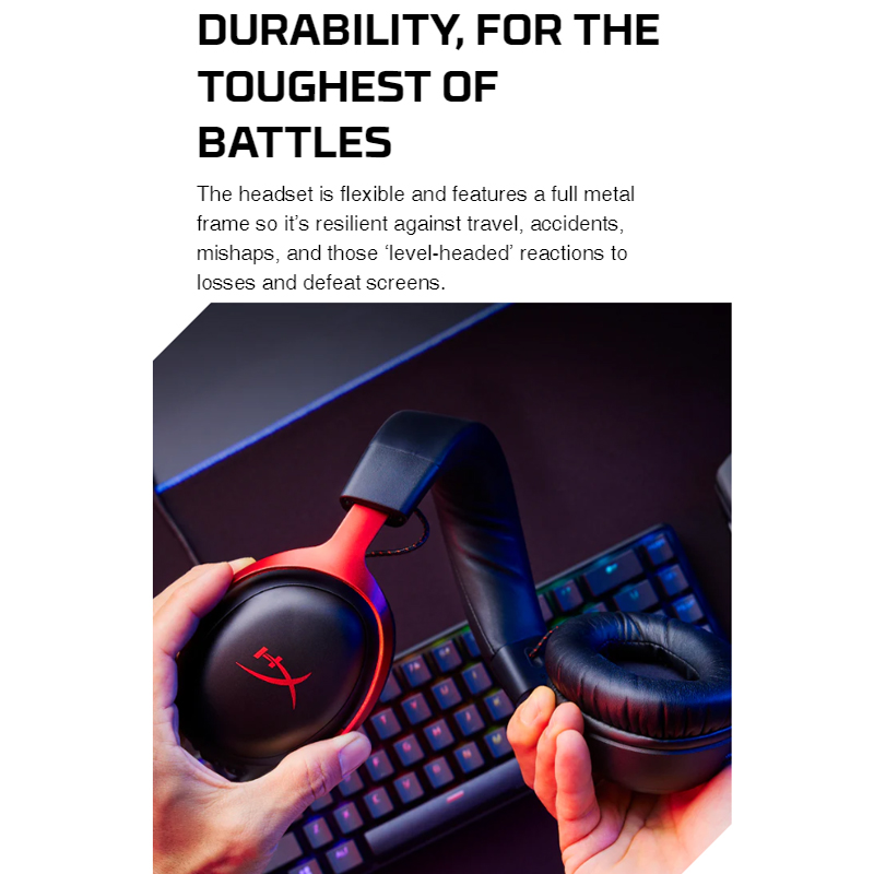 Hy-perX Cloud 3 III Wired Gaming Headset With DTS Sound Mic USB Noise-Cancelling Headphone for PC PS Xbox Switch Earphone