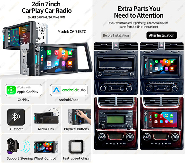 2Din MP5 Car Stereo Carplay 7 Inch Universal Touch Screen MP5 Car Stereo Wince System