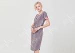 Polyester Cotton Jersey Ladies Night Dresses Sleepwear Short Sleeve Yarn Dyed