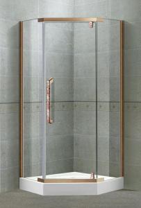 Wholesale Self - Cleaning Tempered Glass Shower Doors Pivot With Stainless Steel Profiles Rose Golden from china suppliers