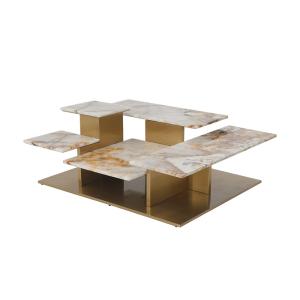Wholesale Stainless Steel Central Coffee Table With Brushed Gold Satin Finish Marble Top from china suppliers