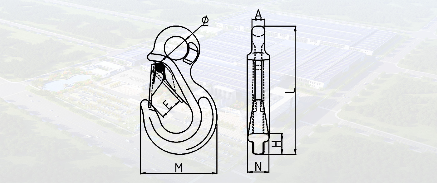 SLR847-EYE SLING HOOK WITH LATCH