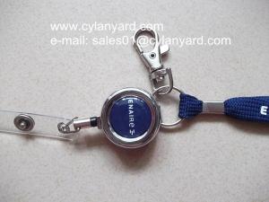 Wholesale Printed tubular lanyard with metal badge reel and metal sheet crimp, from china suppliers