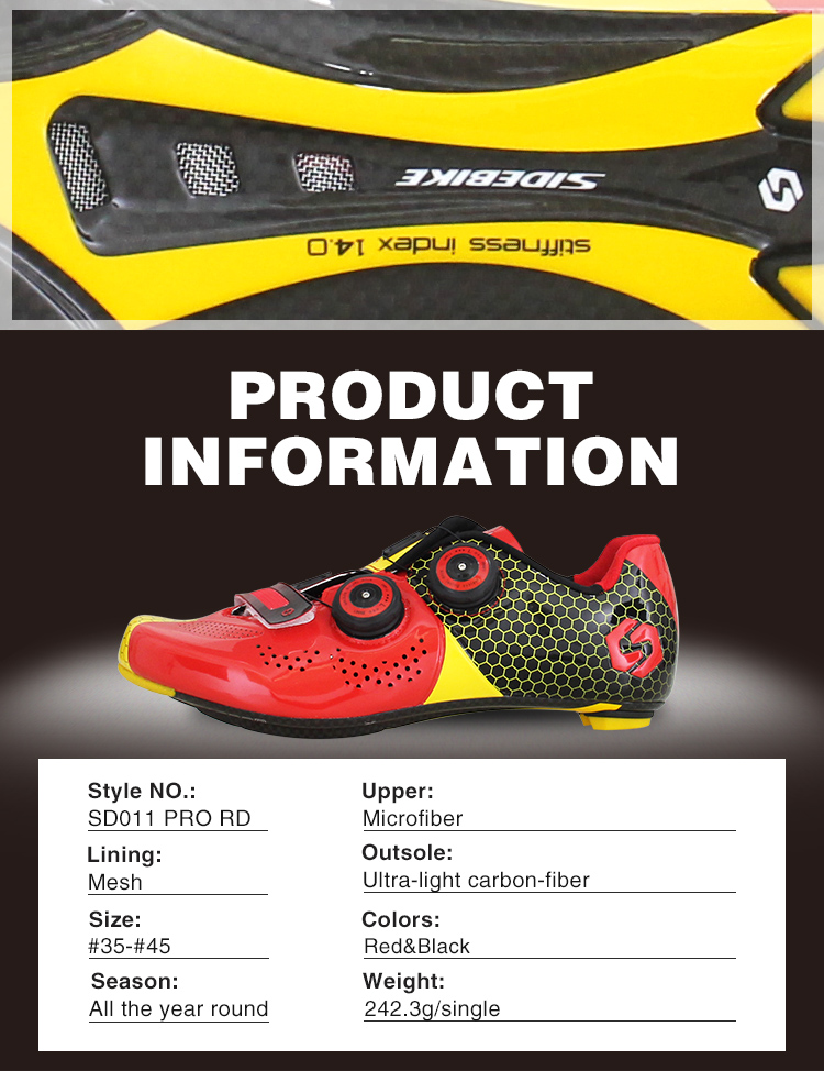 OEM Road Racing Bicycle Shoes , Red Road Cycling Shoes Good Shock Absorption