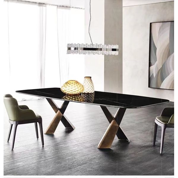 Modern Luxury Design Home Furniture Marble Top Sintered Stone Ceramic Marble Dining Table Set