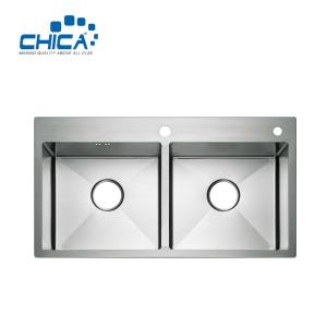 Wholesale Topmount Kitchen Sinks Handmade Double Bowl Stainless Steel kitchen Sinks For House from china suppliers
