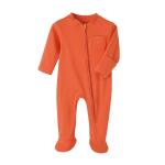 Good Quality Custom 100% Organic Cotton Baby Footie zipper Onesie Jumpsuit Low
