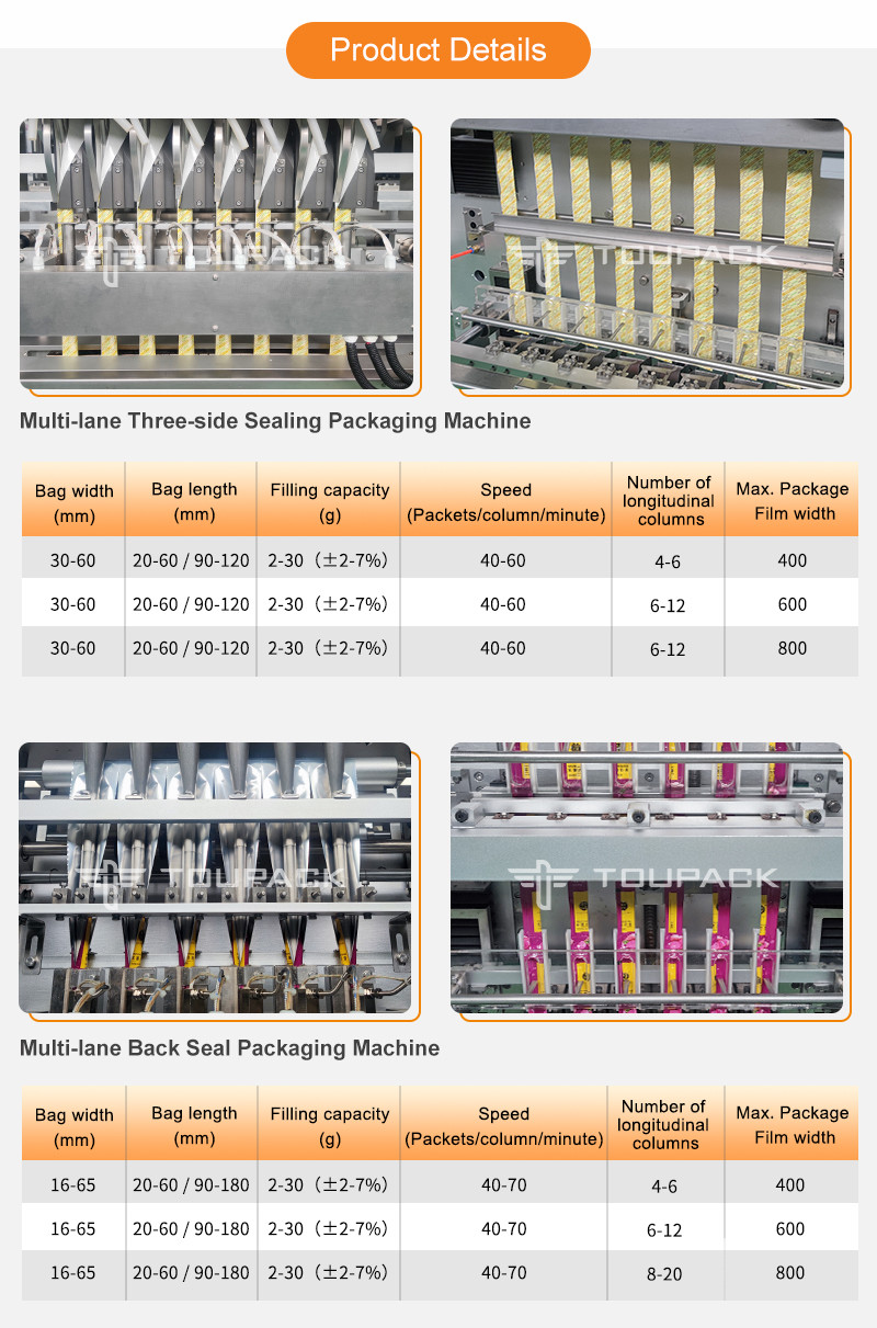 Automatic Multilane 4 Side Seal Sachet Protein Powder Packaging Filling Machine Pouch Colagen Powder Machine